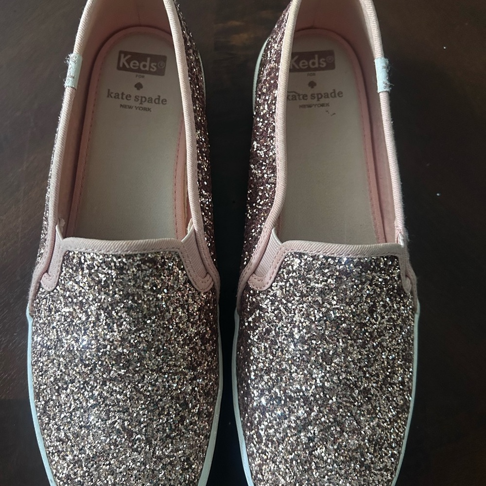 Keds x Kate Spade Glitter Slip-On Sneakers in Rose Gold and Pale Pink size 11